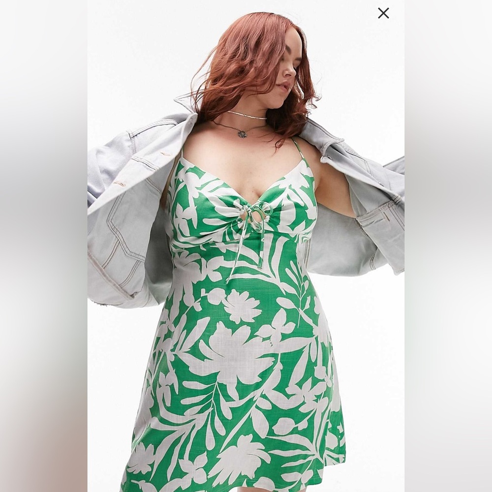 Green and White Floral Dress